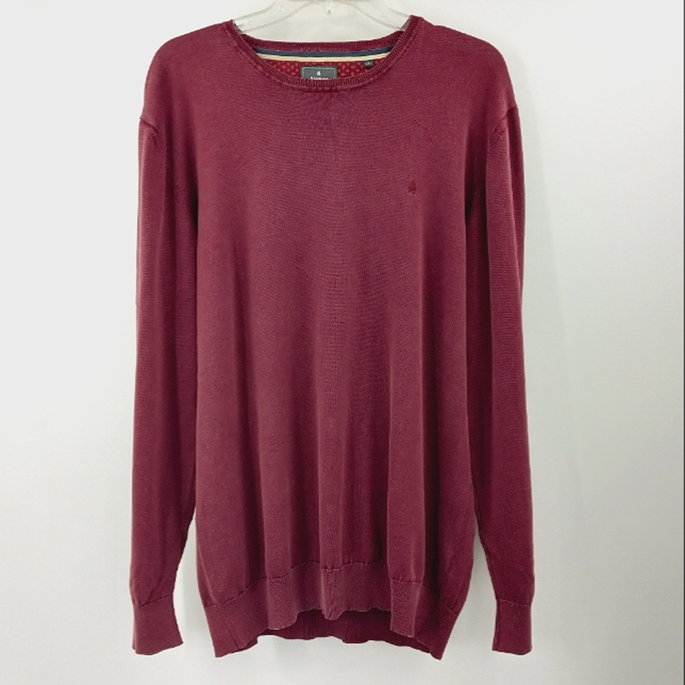 RAGMAN Washed Knit Sweater Men's XXL Burgundy Red Intentionally Faded Chest Logo